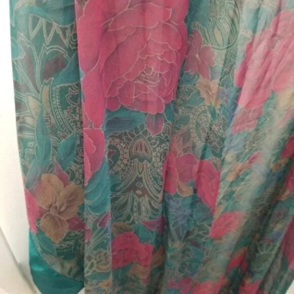 Vintage Linda For La Senza Floral Long Kimono Robe Semi Sheer - Picture 12 of 14
